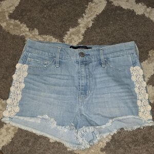 Denim Lace Trim Women Shorts